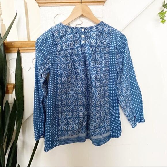 J. crew Bleached-Out patterned Indigo Top sz 0 - Picture 8 of 8